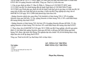 Công văn 4957/TCT-PCCS thuế GTGT quặng ilmenite