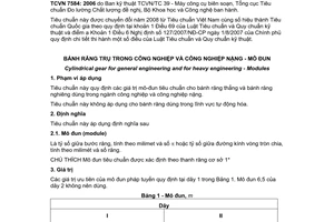 Tiêu chuẩn quốc gia TCVN 7584:2006 (ISO 54:1996) về Bánh răng trụ trong công nghiệp và công nghiệp nặng - Mô đun