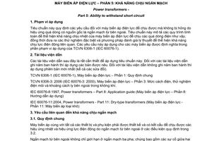 Tiêu chuẩn Việt Nam TCVN 6306-5:2006 (IEC 60076-5 : 2006) về máy biến áp điện lực - Phần 5: Khả năng chịu ngắn mạch do Bộ Khoa học và Công nghệ ban hành
