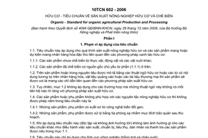 Tiêu chuẩn ngành 10TCN 602:2006 về Hữu cơ - Tiêu chuẩn về sản xuất nông nghiệp hữu cơ và chế biến