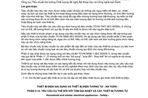 Tiêu chuẩn Việt Nam TCVN 5699-2-12:2006 (IEC 60335-2-12:2005) về thiết bị điện gia dụng và thiết bị điện tương tự - An toàn -  Phần 2-12: Yêu cầu cụ thể đối với tấm gia nhiệt và các thiết bị tương tự do Bộ Khoa học và Công nghệ ban hành