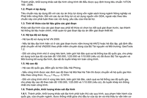 Tiêu chuẩn ngành 14TCN 186:2006 về Thành phần, khối lượng khảo sát địa hình trong các giai đoạn lập dự án và thiết kế công trình thủy lợi
