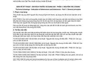 Tiêu chuẩn quốc gia TCVN 7583-1:2006 (ISO 129-1:2004) về Bản vẽ kỹ thuật - Ghi kích thước và dung sai - Phần 1: Nguyên tắc chung