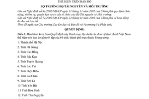 Quyết định 19/2006/QĐ-BTNMT  Danh mục địa danh đơn vị hành chính Việt Nam thể hiện trên bản đồ