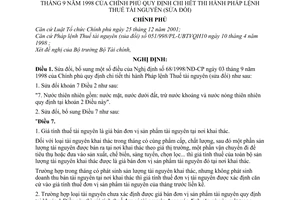 Nghị định 147/2006/NĐ-CP pháp lệnh thuế tài nguyên sửa đổi nghị định 68/1998/NĐ-CP