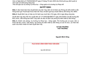 Quyết định 51/2006/QĐ-BBCVT chỉ định Phòng đo kiểm thiết bị viễn thông Thoả thuận thừa nhận đánh giá hợp chuẩn thiết bị viễn thông TEL MRA