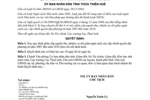 Quyết định 2751/2006/QĐ-UBND phân cấp nguồn thu nhiệm vụ chi ngân sách Thừa Thiên Huế