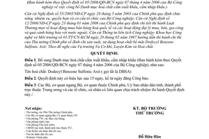 Quyết định 40/2006/QĐ-BCN  Bổ sung Danh mục hoá chất cấm xuất, nhập khẩu