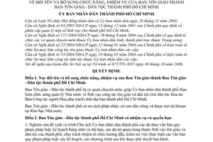 Quyết định 173/2006/QĐ-UBND đổi tên bổ sung chức năng, nhiệm vụ Ban Tôn giáo thành Ban Tôn giáo-Dân tộc thành phố Hồ Chí Minh