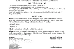 Quyết định 1586/QĐ-TTg bổ sung thành viên BCĐ Trung ương vấn đề cấp bách bảo vệ và phòng,chữa cháy rừng