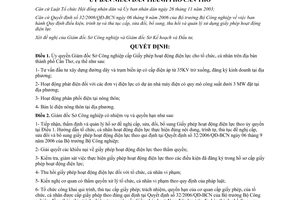 Quyết định 2589/QĐ-UBND năm 2006 ủy quyền cấp Giấy phép hoạt động điện lực