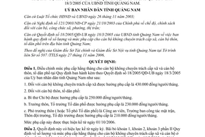 Quyết định 54/2006/QĐ-UBND điều chỉnh phụ cấp cán bộ không chuyên Quảng Nam