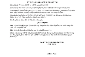 Quyết định 81/2006/QĐ-UBND nếp sống văn minh cưới tang lễ hội Quảng Trị