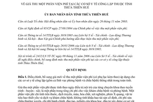 Quyết định 2766/QĐ-UBND năm 2006 giá thu viện phí cơ sở y tế công lập Thừa Thiên Huế