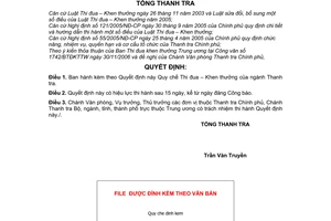 Quyết định 2298/2006/QĐ-TTCP Quy chế Thi đua  Khen thưởng ngành Thanh tra