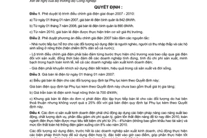 Quyết định 276/2006/QĐ-TTg giá bán điện