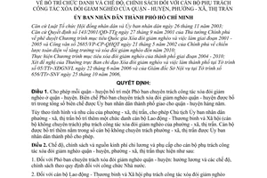 Quyết định 174/2006/QĐ-UBND bố trí chức danh chế độ, chính sách cán bộ phụ trách công tác xóa đói giảm nghèo của quận - huyện, phường xã thị trấn