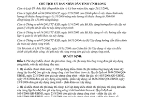 Quyết định 2443/QĐ-UBND điều chỉnh chi phí nhân công đơn giá xây dựng Vĩnh Long