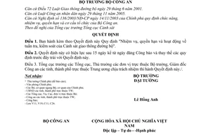 Quyết định 1922/2006/QĐ-BCA C11 nhiệm vụ, quyền hạn hoạt động tuần tra, kiểm soát Cảnh sát giao thông đường bộ