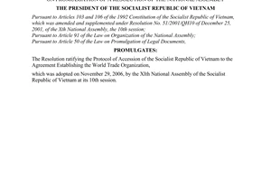 Order No. 16/2006/L-CTN of December 06, 2006 on promulgation of a resolution of The National Assembly