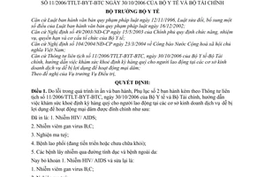 Quyết định 5046/QĐ-BYT khám sức khoẻ định kỳ người lao động cơ sở kinh doanh dịch vụ dễ hoạt động mại dâm đính chính 11/2006/TTLT-BYT-BTC