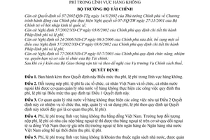 Quyết định 69/2006/QĐ-BTC mức thu, chế độ thu, nộp, quản lý sử dụng phí, lệ phí lĩnh vực hàng không