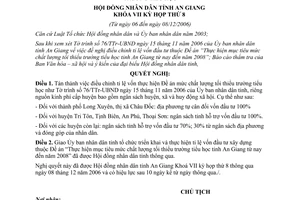 Nghị quyết 32/2006/NQ-HĐND vốn Đề án mức chất lượng tối thiểu trường tiểu học