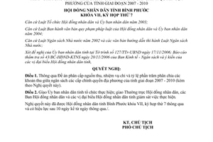 Nghị quyết 20/2006/NQ-HĐND phân cấp thu chi ngân sách tỉnh Bình Phước