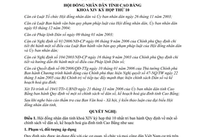 Nghị quyết 41/2006/NQ-HĐND một số chính sách Dân số Kế hoạch hóa gia đình tỉnh Cao Bằng