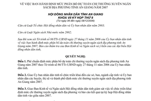 Nghị quyết 28/2006/NQ-HĐND định mức phân bổ dự toán chi thường xuyên ngân sách