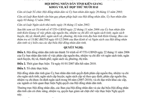 Nghị quyết 40/2006/NQ-HĐND phân cấp nguồn thu nhiệm vụ chi ngân sách Kiên Giang