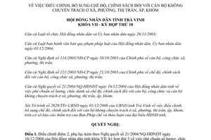 Nghị quyết 64/2006/NQ-HĐND chế độ cán bộ không chuyên trách xã phường thị trấn ấp khóm Trà Vinh