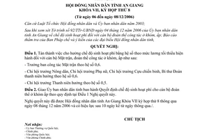 Nghị quyết 36/2006/NQ-HĐND thực hiện chính sách đối với cán bộ mặt trận đoàn thể