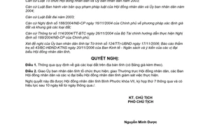 Nghị quyết 22/2006/NQ-HĐND thông qua quy định giá đất