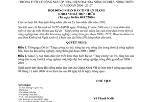 Nghị quyết 34/2006/NQ-HĐND vai trò nông dân công nghiệp hóa hiện đại hóa nông nghiệp An Giang