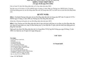 Nghị quyết 38/2006/NQ-HĐND chương trình hoạt động giám sát Hội đồng nhân dân An Giang năm 2007