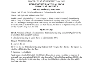 Nghị quyết 30/2006/NQ-HĐND kế hoạch vốn đầu tư xây dựng năm 2007 vốn xổ số kiến thiết An Giang