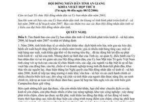 Nghị quyết 23/2006/NQ-HĐND nhiệm vụ kinh tế xã hội năm 2007 An Giang