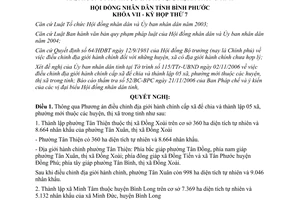 Nghị quyết 25/2006/NQ-HĐND điều chỉnh địa giới hành chính Bình Phước