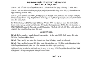 Nghị quyết 100/2006/NQ-HĐND phát triển sự nghiệp y tế Tuyên Quang