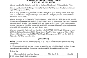 Nghị quyết 113/2006/NQ-HĐND thu phí sử dụng cảng cá Tiền Giang