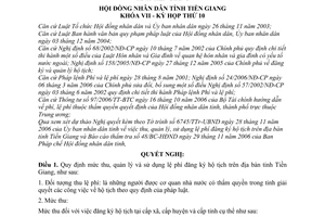 Nghị quyết 122/2006/NQ-HĐND thu, quản lý và sử dụng lệ phí đăng ký hộ tịch