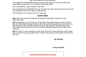 Quyết định  44/2006/QĐ-BCN  kỹ thuật điện nông thôn