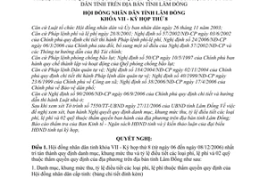 Nghị quyết 67/2006/NQ-HĐND danh mục, khung mức thu, tỷ lệ điều tiết các loại phí, lệ phí