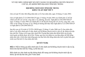 Nghị quyết 26/2006/NQ-HĐND chức danh cán bộ không chuyên trách ở cấp xã ấp khóm Sóc Trăng