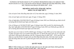Nghị quyết 18/2006/NQ-HĐND phân chia các khoản thu ngân sách 2007 2010 Sóc Trăng