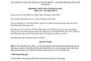 Nghị quyết 28/2006/NQ-HĐND xây dựng Quỹ quốc phòng an ninh Hà Giang