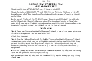 Nghị quyết 82/2006/NQ-HĐND12 thí điểm khoanh nuôi tái sinh bảo vệ rừng phòng hộ Lai Châu 2006 2010