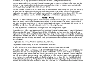 Nghị quyết 7b/2006/NQ-HĐND tỷ lệ phân chia các khoản thu ngân sách Huế