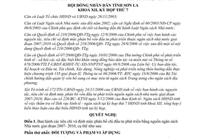 Nghị quyết 125/NQ-HĐND năm 2010 tiêu chí phân bổ chi đầu tư phát triển 2007 2010 Sơn La